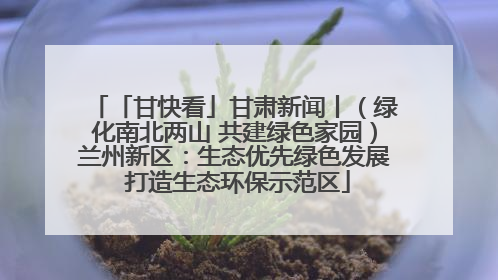 「甘快看」甘肃新闻丨（绿化南北两山 共建绿色家园）兰州新区：生态优先绿色发展 打造生态环保示范区
