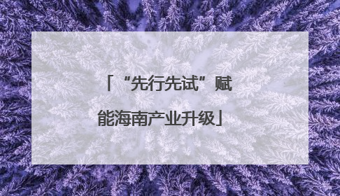 “先行先试”赋能海南产业升级