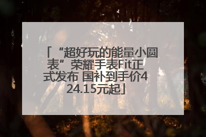 “超好玩的能量小圆表”荣耀手表Fit正式发布 国补到手价424.15元起