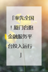 率先全国！厦门台胞金融服务平台投入运行