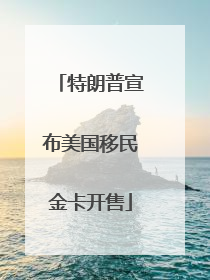 特朗普宣布美国移民金卡开售