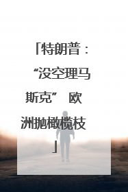 特朗普：“没空理马斯克” 欧洲抛橄榄枝