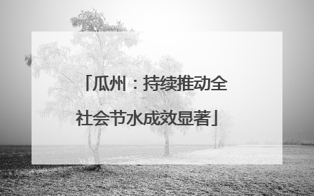 瓜州：持续推动全社会节水成效显著