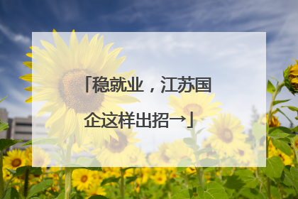 稳就业，江苏国企这样出招→