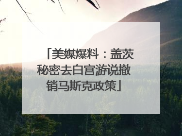 美媒爆料：盖茨秘密去白宫游说撤销马斯克政策