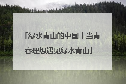 绿水青山的中国丨当青春理想遇见绿水青山