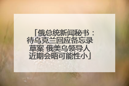 俄总统新闻秘书：待乌克兰回应备忘录草案 俄美乌领导人近期会晤可能性小
