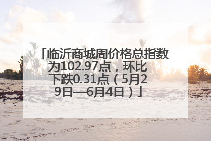 临沂商城周价格总指数为102.97点，环比下跌0.31点（5月29日—6月4日）