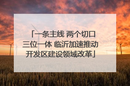 一条主线 两个切口 三位一体 临沂加速推动开发区建设领域改革
