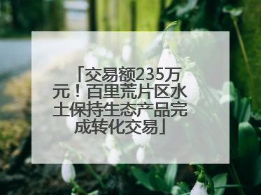 交易额235万元！百里荒片区水土保持生态产品完成转化交易