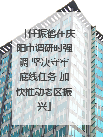 任振鹤在庆阳市调研时强调 坚决守牢底线任务 加快推动老区振兴