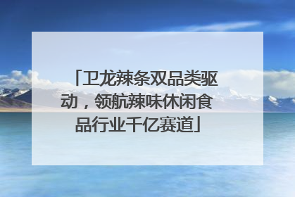 卫龙辣条双品类驱动，领航辣味休闲食品行业千亿赛道