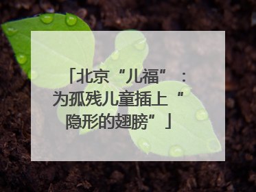 北京“儿福”：为孤残儿童插上“隐形的翅膀”