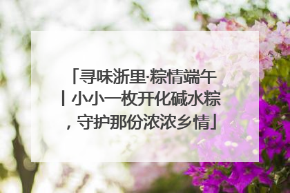 寻味浙里·粽情端午丨小小一枚开化碱水粽，守护那份浓浓乡情