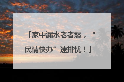 家中漏水老者愁，“民情快办”速排忧！