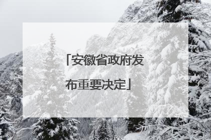安徽省政府发布重要决定