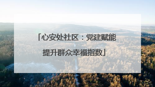 心安处社区：党建赋能 提升群众幸福指数