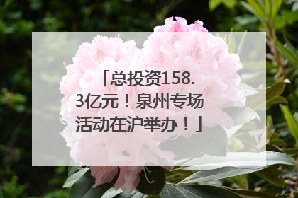 总投资158.3亿元！泉州专场活动在沪举办！