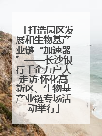 打造园区发展和生物基产业链“加速器”——长沙银行千企万户大走访·怀化高新区、生物基产业链专场活动举行