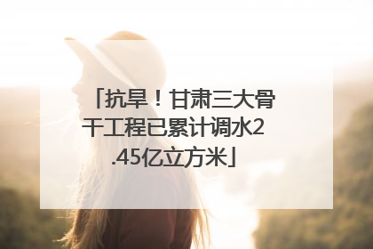抗旱！甘肃三大骨干工程已累计调水2.45亿立方米