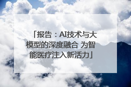 报告：AI技术与大模型的深度融合 为智能医疗注入新活力