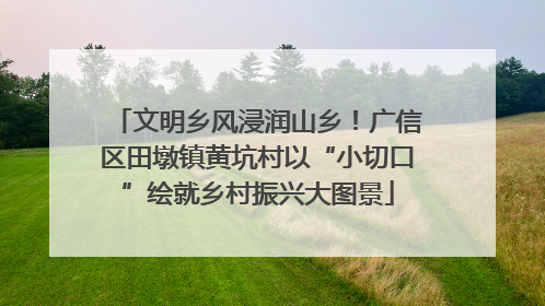 文明乡风浸润山乡！广信区田墩镇黄坑村以“小切口”绘就乡村振兴大图景