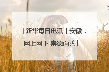 新华每日电讯丨安徽：网上网下 崇德向善