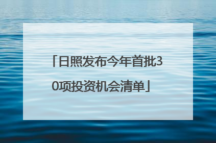 日照发布今年首批30项投资机会清单