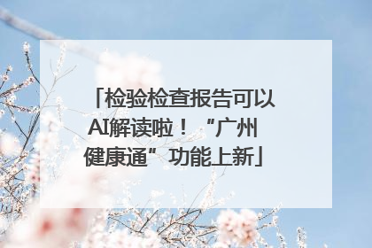 检验检查报告可以AI解读啦！“广州健康通”功能上新