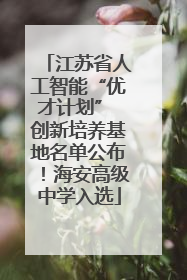 江苏省人工智能“优才计划” 创新培养基地名单公布！海安高级中学入选