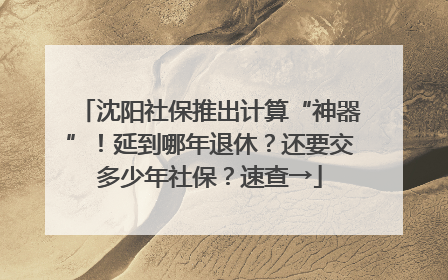 沈阳社保推出计算“神器”！延到哪年退休？还要交多少年社保？速查→