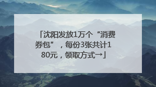 沈阳发放1万个“消费券包”，每份3张共计180元，领取方式→