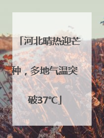 河北晴热迎芒种，多地气温突破37℃
