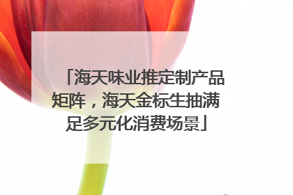 海天味业推定制产品矩阵，海天金标生抽满足多元化消费场景