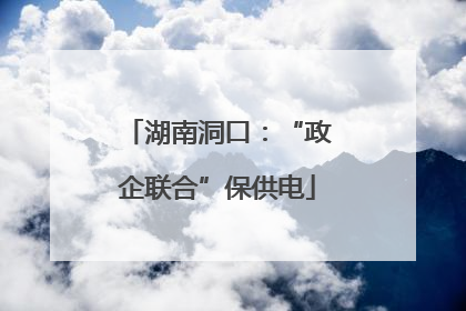 湖南洞口：“政企联合”保供电