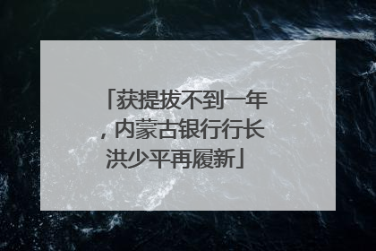获提拔不到一年，内蒙古银行行长洪少平再履新