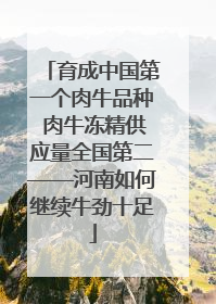 育成中国第一个肉牛品种 肉牛冻精供应量全国第二——河南如何继续牛劲十足
