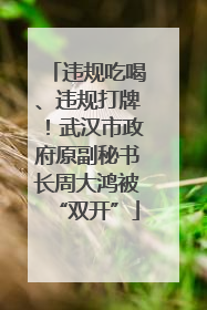 违规吃喝、违规打牌！武汉市政府原副秘书长周大鸿被“双开”