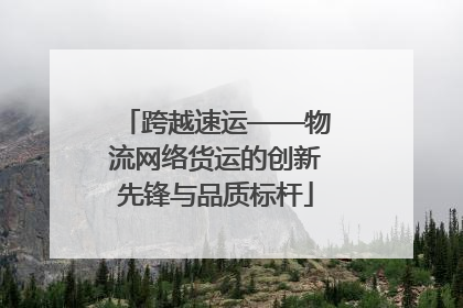 跨越速运——物流网络货运的创新先锋与品质标杆
