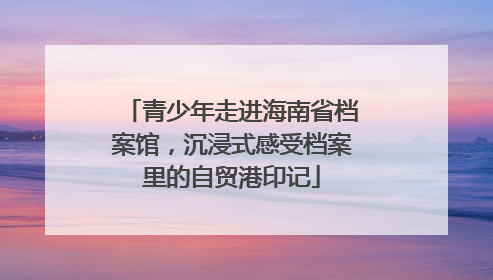 青少年走进海南省档案馆，沉浸式感受档案里的自贸港印记