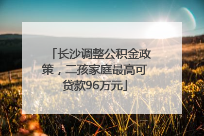 长沙调整公积金政策，二孩家庭最高可贷款96万元
