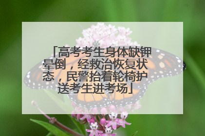 高考考生身体缺钾晕倒，经救治恢复状态，民警抬着轮椅护送考生进考场