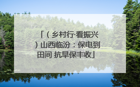 （乡村行·看振兴）山西临汾：保电到田间 抗旱保丰收