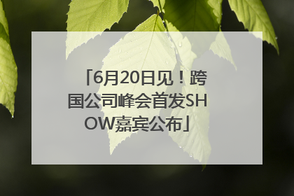 6月20日见！跨国公司峰会首发SHOW嘉宾公布